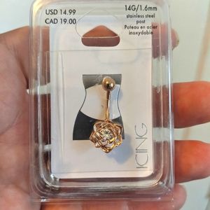 🌹 Super Cute! Rose Gold Belly Button Ring with Diamond! 🌹 NWT
